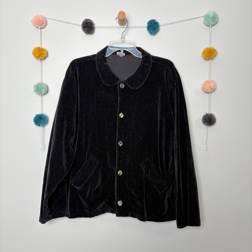 CP Shades Black Velvet Like Button Up Shirt